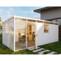 Abri de jardin modulaire isolé 6x3m blanc - plancher inclus - Everbox