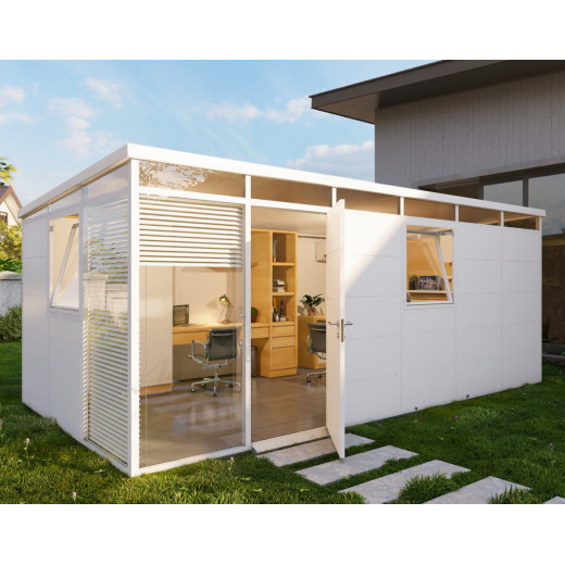 Abri de jardin modulaire isolé 6x3m blanc - plancher inclus - Everbox