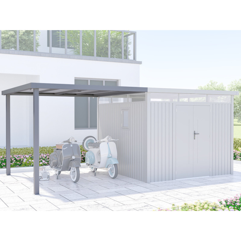 Appentis 275x294cm en acier galvanisé pour abri Kosto 8,64m² - X-METAL