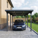 Carport toit plat en acier galvanisé anthracite 284x546cm - X-METAL