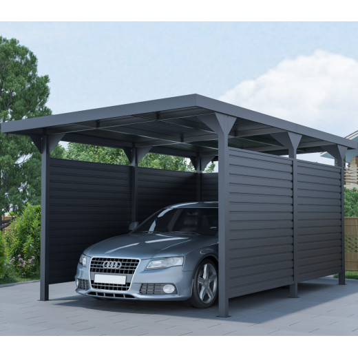 Seitenwände aus 0,4mm verzinktem Stahl für Flachdach-Carport - X-METAL
