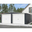 Garage double 637x513cm en acier galvanisé gris anthracite avec portes enroulables - X-METAL