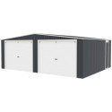 Garage double 637x513cm en acier galvanisé gris anthracite avec portes enroulables - X-METAL