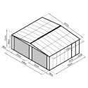 Garage double 637x513cm en acier galvanisé gris anthracite avec portes enroulables - X-METAL
