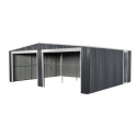 Garage double 637x513cm en acier galvanisé gris anthracite avec portes enroulables - X-METAL