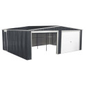 Garage double 637x513cm en acier galvanisé gris anthracite avec portes enroulables - X-METAL