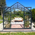 Serre de jardin Orangerie B 12m² anthracite en verre trempé 4mm + embase Green Protect