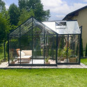 Serre de jardin Orangerie B 12m² anthracite en verre trempé 4mm + embase Green Protect