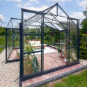 Serre de jardin Orangerie B 12m² anthracite en verre trempé 4mm + embase Green Protect