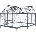 Serre de jardin Orangerie B 12m² anthracite en verre trempé 4mm + embase Green Protect