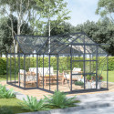 Serre de jardin Orangerie C 13,5m² anthracite en verre trempé 4mm + embase Green Protect