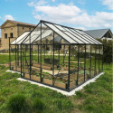 Serre de jardin Orangerie C 13,5m² anthracite en verre trempé 4mm + embase Green Protect