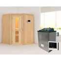 Sauna traditionnel d'angle LARIN - poêle 9000W contrôle externe - porte économie d'énergie KARIBU