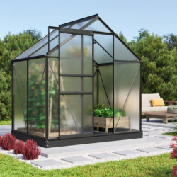 Serre de jardin Comet 2,5m² en aluminium noir et polycarbonate 4mm - Vitavia