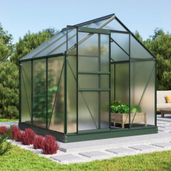 Serre de jardin Comet 3,8m² en aluminium émeraude et polycarbonate 4mm - Vitavia