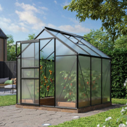 Serre de jardin Comet 3,8m² en aluminium noir et polycarbonate 4mm - Vitavia