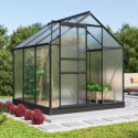 Serre de jardin Comet 3,8m² en aluminium noir et polycarbonate 4mm - Vitavia