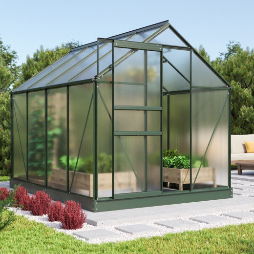 Serre de jardin Comet 5m² en aluminium émeraude et polycarbonate 4mm - Vitavia