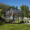 Serre de jardin Comet 5m² en aluminium noir et polycarbonate 4mm - Vitavia