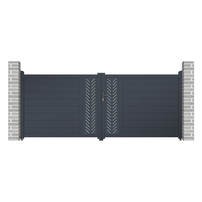 Portail battant en aluminium 350x142cm FANCY GROW - X-Metal