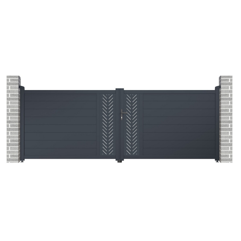 Portail battant en aluminium 392x142cm FANCY GROW - X-Metal
