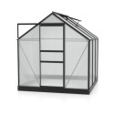 Serre de jardin Planet 3,8m² en aluminium noir et polycarbonate 6mm - Vitavia