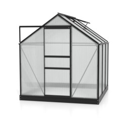 Serre de jardin Planet 3,8m² en aluminium noir et polycarbonate 6mm - Vitavia