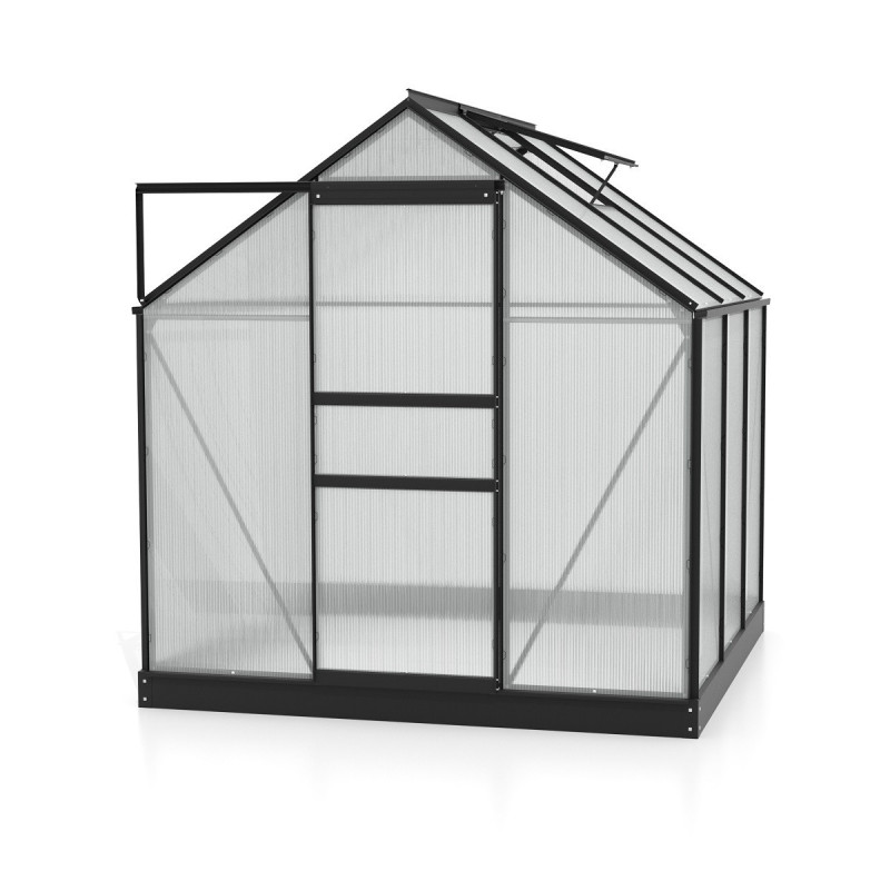 Serre de jardin Planet 3,8m² en aluminium noir et polycarbonate 6mm - Vitavia