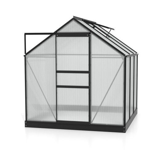 Serre de jardin Planet 3,8m² en aluminium noir et polycarbonate 6mm - Vitavia