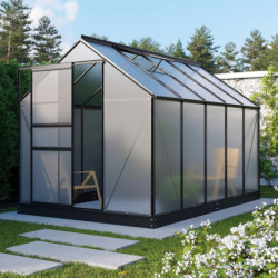 Serre de jardin Planet 6,2m² en aluminium noir et polycarbonate 6mm - Vitavia
