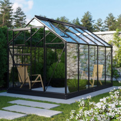 Serre de jardin Planet 6,2m² en aluminium noir et verre de sécurité 3mm - Vitavia