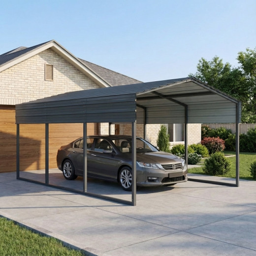X-Metal Carport Acier Gris 13.75m²