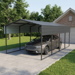X-Metal Carport Acier Gris 22m²