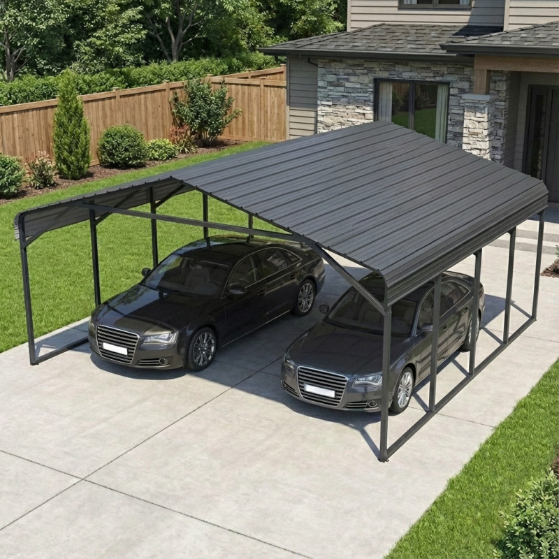 X-Metal Carport Acier Gris 38m²