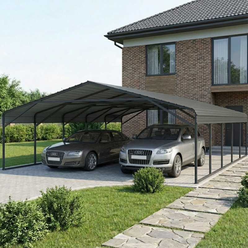 X-Metal Carport Acier Gris 47m²