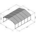 X-Metal Carport Acier Gris 47m²
