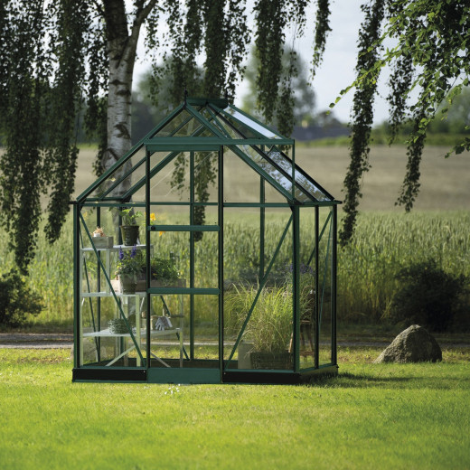 Halls Serre de jardin en verre Vert 2.5m²