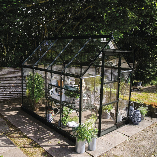 Halls Serre de jardin en verre Noir 4.9m²