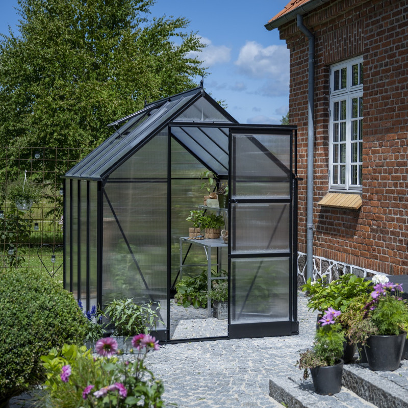 Halls Serre de jardin en polycarbonate Noir 4.9m²