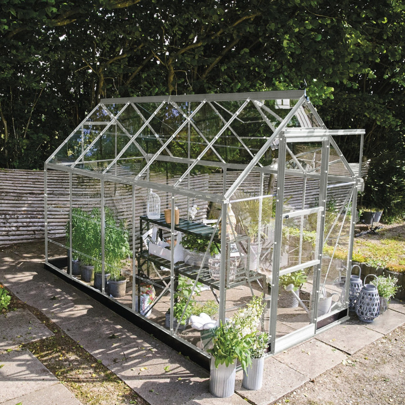 Halls Serre de jardin en verre Gris 6.1m²