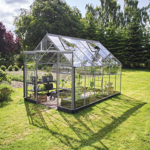 Halls Serre de jardin en verre Gris 9.7m²