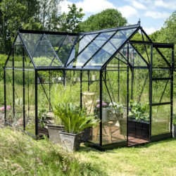 Halls Serre de jardin en verre Noir 8.6m²