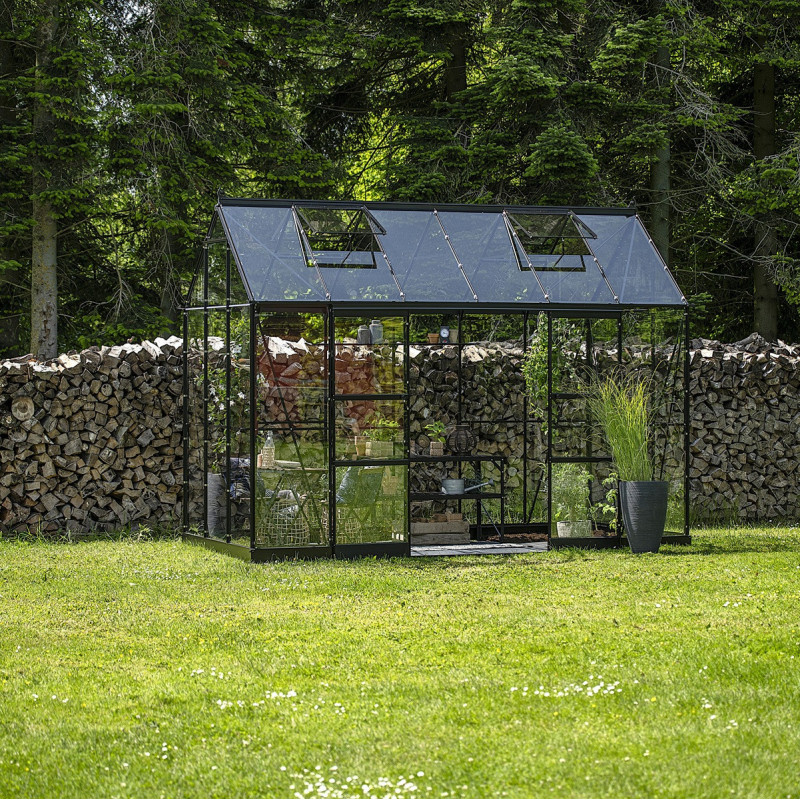 Halls Serre de jardin en verre Noir 7.3m²