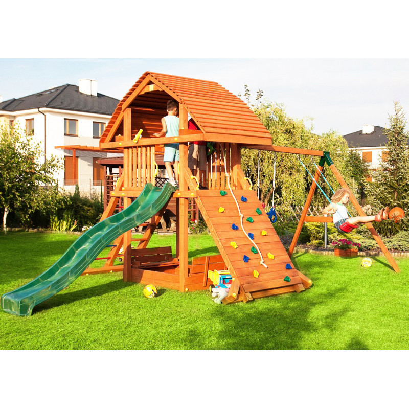Station de jeux enfants en bois séché lasuré GIANT MOVE+ BEACH FUNGOO