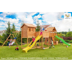 Station de jeux enfants en bois séché lasuré MAXI SET PLAY BOX FUNGOO