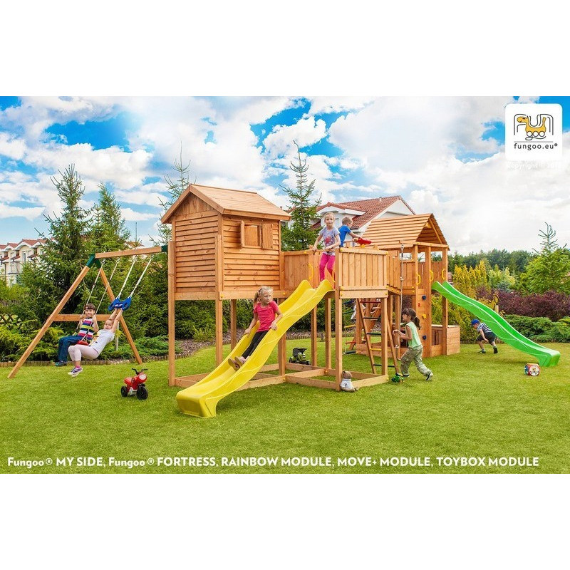 Station de jeux enfants en bois séché lasuré MAXI SET PLAY BOX FUNGOO