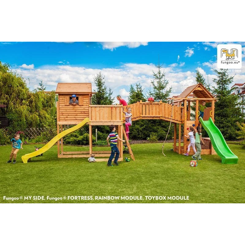 Station de jeux en bois séché lasuré MAXI SET SIZED PLAZA - FUNGOO