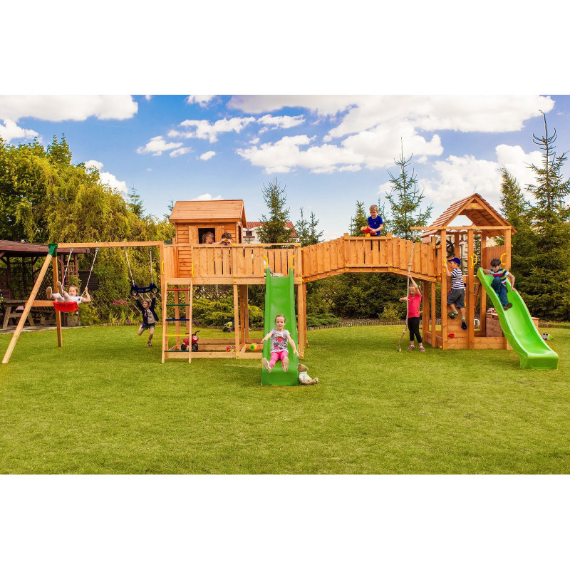 Station de jeux en bois séché lasuré MAXI SET SMILE FARM - FUNGOO