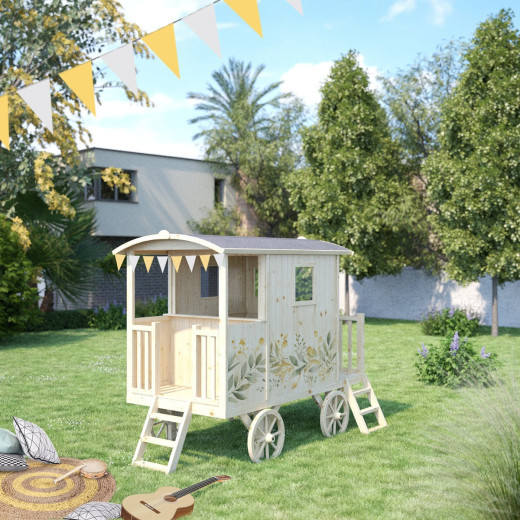 Roulotte pour enfants en bois sur pilotis CARRY 155x265x200cm - SOULET
