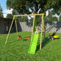 Portique Topwood Dani 2 balançoires et toboggan en bois - Trigano